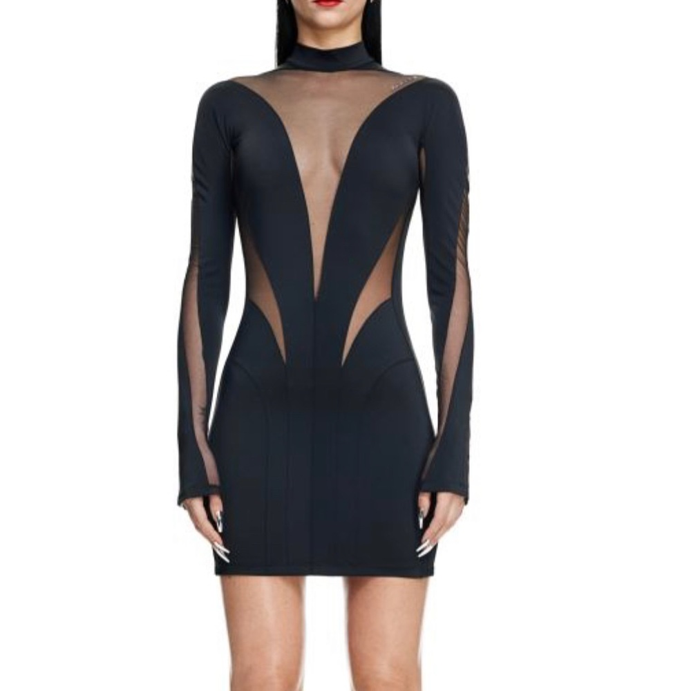 Mugler Mesh-paneled Mini Dress xxl